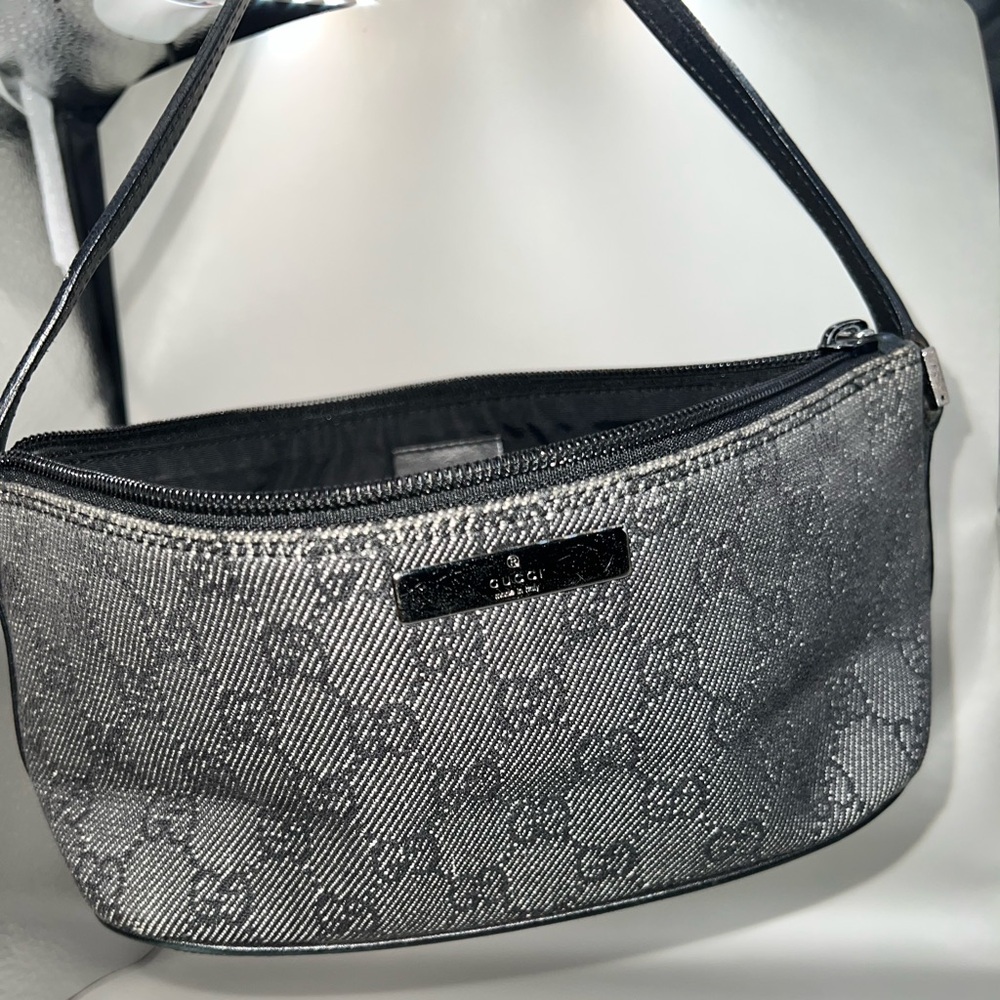 Gucci Dark Denim and Silver Shoulder Bag